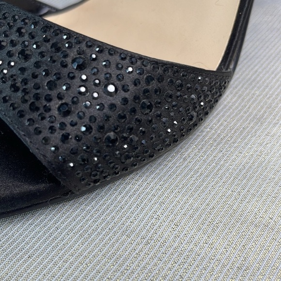 Le Chateau Jewel Studded Elegant Black Heels Open Toe Ankle Strap 39 EU - Picture 3 of 13